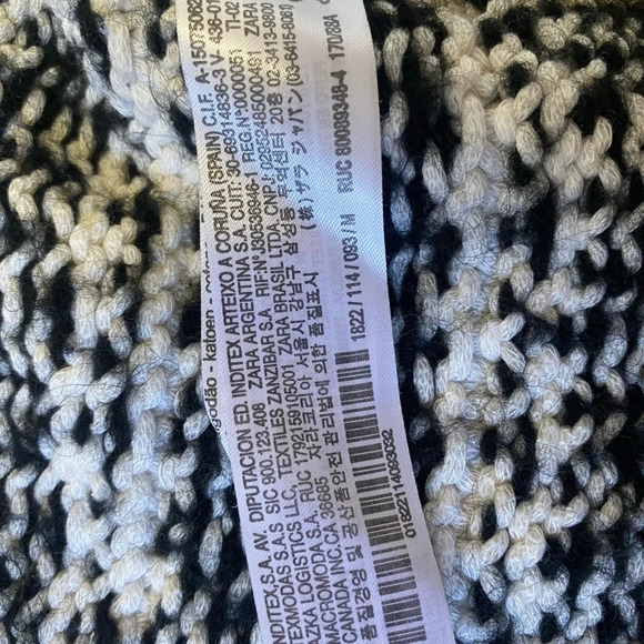 ZARA Black and Ivory Oversized Chunky Knit Cozy Cardigan Women’s Medium - Picture 5 of 6